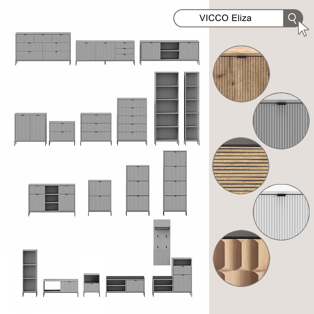 Juego de 2 Mesitas de Noche con Cajones, Color Roble Vikingo, Diseño Moderno – Vicco Eliza