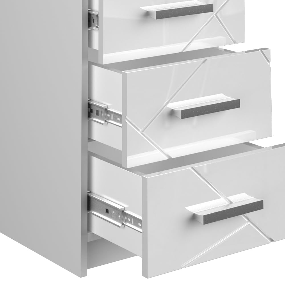 Juego de 2 Mesitas de Noche Vicco Irma – Blanco Alto Brillo – 37,6 x 35,5 x 66 cm