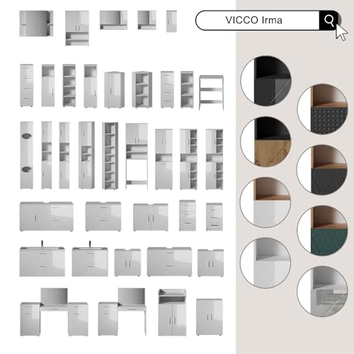 Juego de 2 Mesitas de Noche Vicco Irma – Blanco Alto Brillo – 37,6 x 35,5 x 66 cm