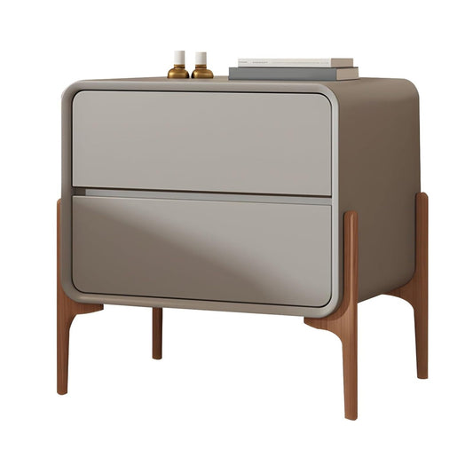 Mesita de Noche Moderna con 2 Cajones y Patas Altas – 25x40x50 cm – Color Gris – Estilo Minimalista – ATAPNLNMTZ