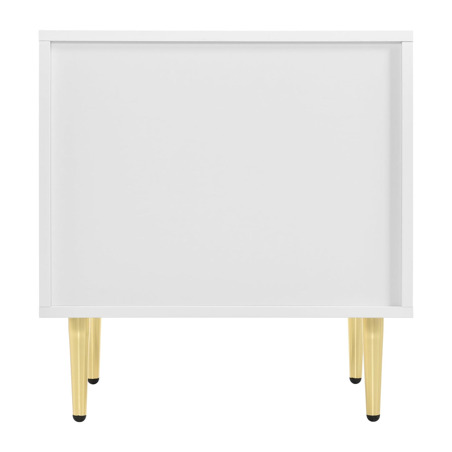 Juego de 2 Mesitas de Noche Blancas con Cajones, Diseño Floral y Patas Doradas – 50x40x54 cm – KecDuey